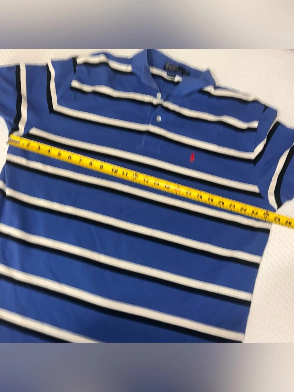 Ralph Lauren Royal Blue Striped Polo with Red Pony